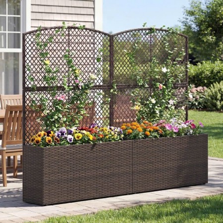 Chậu Trồng Cây : Hình Chữ Nhật Bằng Mây Đan Có Giàn Leo - 2 Pcs